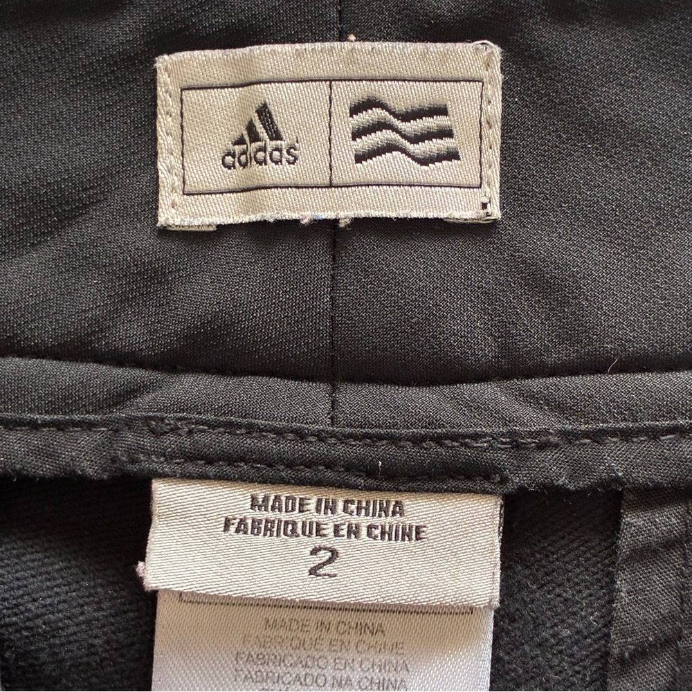 Adidas Pants Trousers Slacks Straight Leg Black Women’s Sz 2 Embroidered Logo - Picture 11 of 12
